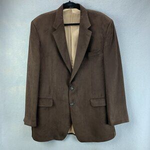 LRL Lauren Ralph Lauren Sport Coat Mens 46 Long Brown Faux Suede Blazer 2 Button